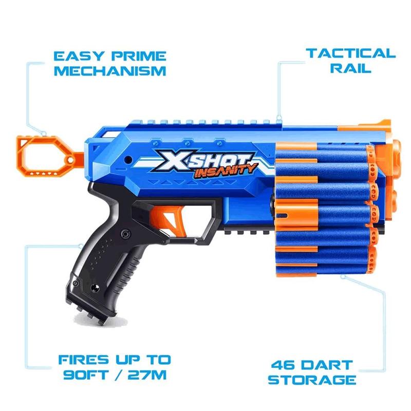 Lançador X Shot Insanity Maniac Pistol com 24 Dardos - Candide